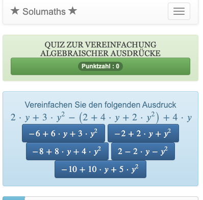 Dieses Quiz über algebraische Berechnungen dient der Übung der Anwendung von Berechnungsmethoden zur Vereinfachung algebraischer Ausdrücke.