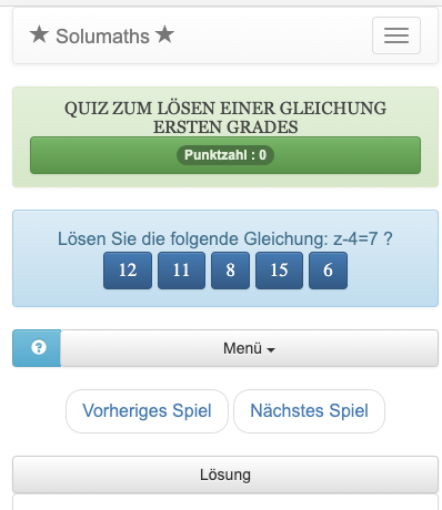 Mit diesem Quiz zu Gleichungen ersten Grades können Sie das Lösen einfacher Gleichungen mit einer Unbekannten üben.