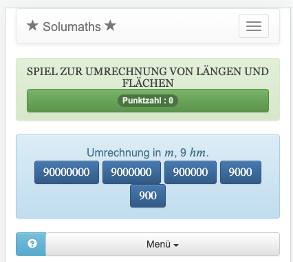 Mit diesem Mathe-Spiel kannst du das Umrechnen von Längen- und Flächenmaßen üben.