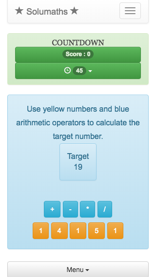 El juego de cálculo aritmético online accesible a niños a partir de 8 años.