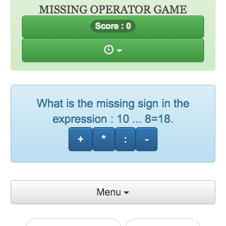 Online calculation game consisting of finding the missing operator in a mathematical expression.