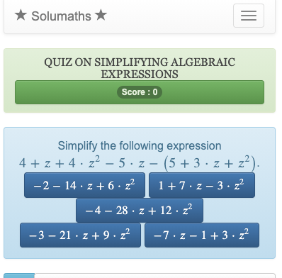 Jogos de matemática quiz - Solumaths