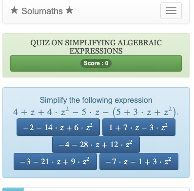 Jogo de cálculo de frações - Quiz de matemática júnior - Solumaths