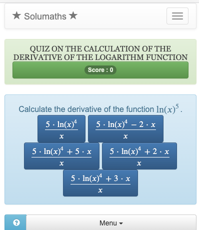 Jogo de cálculo de frações - Quiz de matemática júnior - Solumaths