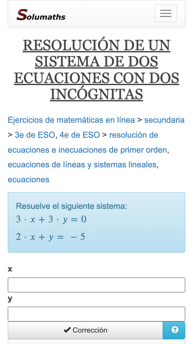 Ejercicios de matemáticas corregidos en línea, solumaths