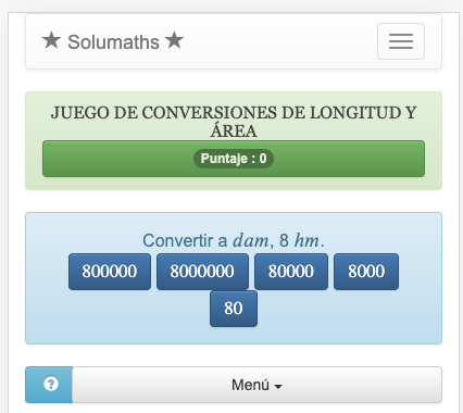 Este juego de matemáticas te permite practicar la conversión de medidas de longitud y área.