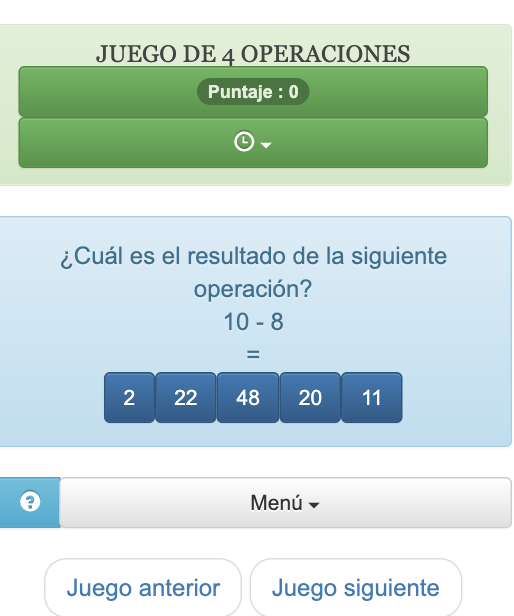 Este juego de cálculo mental online te permite revisar la suma, la resta, la multiplicación y la división, ayuda a los estudiantes a aprender operaciones aritméticas.