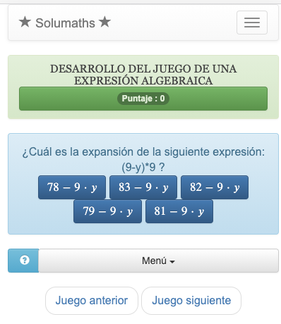 El objetivo de este juego es desarrollar una expresión algebraica. Para ganar este concurso, todo lo que tienes que hacer es encontrar la expansión correcta de la expresión de una lista.