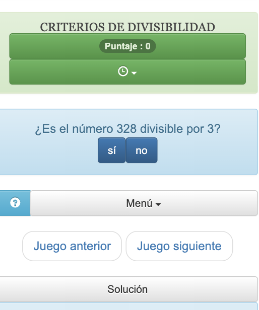 Este juego matemático te permite aprender a comprobar los criterios de divisibilidad numérica, gracias a este juego, podrás reconocer si un número es divisible por 2, 3, 4, 5, 9, 10, 25, 100.