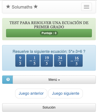 Este test sobre ecuaciones de primer grado permite practicar la resolución de ecuaciones sencillas con una incógnita.