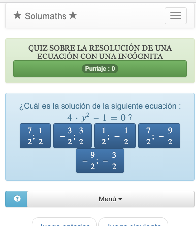 Este test de ecuaciones permite practicar la resolución de diferentes tipos de ecuaciones con una incógnita.