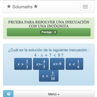 Este test de matemáticas sobre desigualdades te permite practicar la resolución de diferentes tipos de desigualdades con una incógnita.