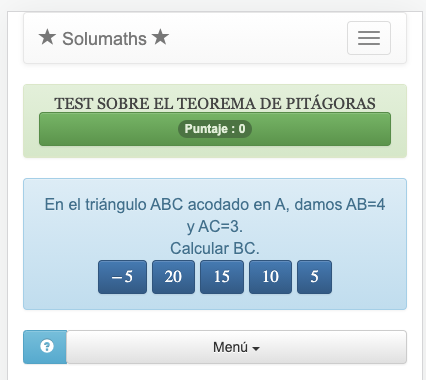 Este test utiliza el teorema de Pitágoras para calcular la hipotenusa de un triángulo rectángulo.