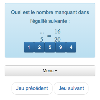 Avec ce jeu sur les fractions, les enfants peuvent s'entrainer à manipuler les fractions égales et les produits en croix. Ce jeu favorise la pratique du calcul de tête car il utilise des fractions simples.