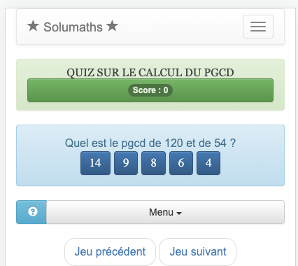 Ce quiz sur le Plus Grand Commun Diviseur permet de s'exercer à calculer le PGCD de deux nombres entiers.