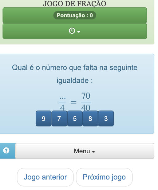 Com este jogo em fracções, as crianças podem praticar a manipulação de fracções iguais e produtos cruzados. Este jogo incentiva a prática do cálculo da cabeça porque utiliza fracções simples.