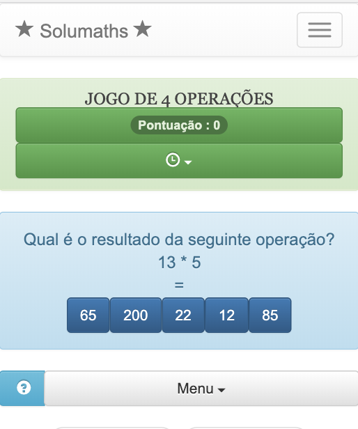 Este jogo de aritmética mental online permite que as crianças revisem adições, subtrações, multiplicações e divisões. Ajuda os alunos a aprenderem operações aritméticas.