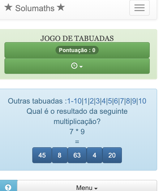 Este jogo simples e eficaz permite que as crianças revisem ou aprendam as tabuadas de multiplicação de 1 a 10.