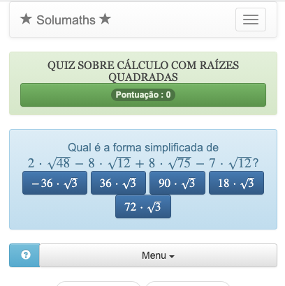 QUIZ DE MATEMÁTICA - +8° anos